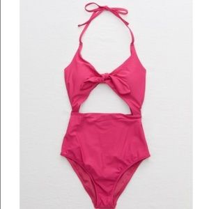 Aerie Tie Cut Out One Piece Swimsuit